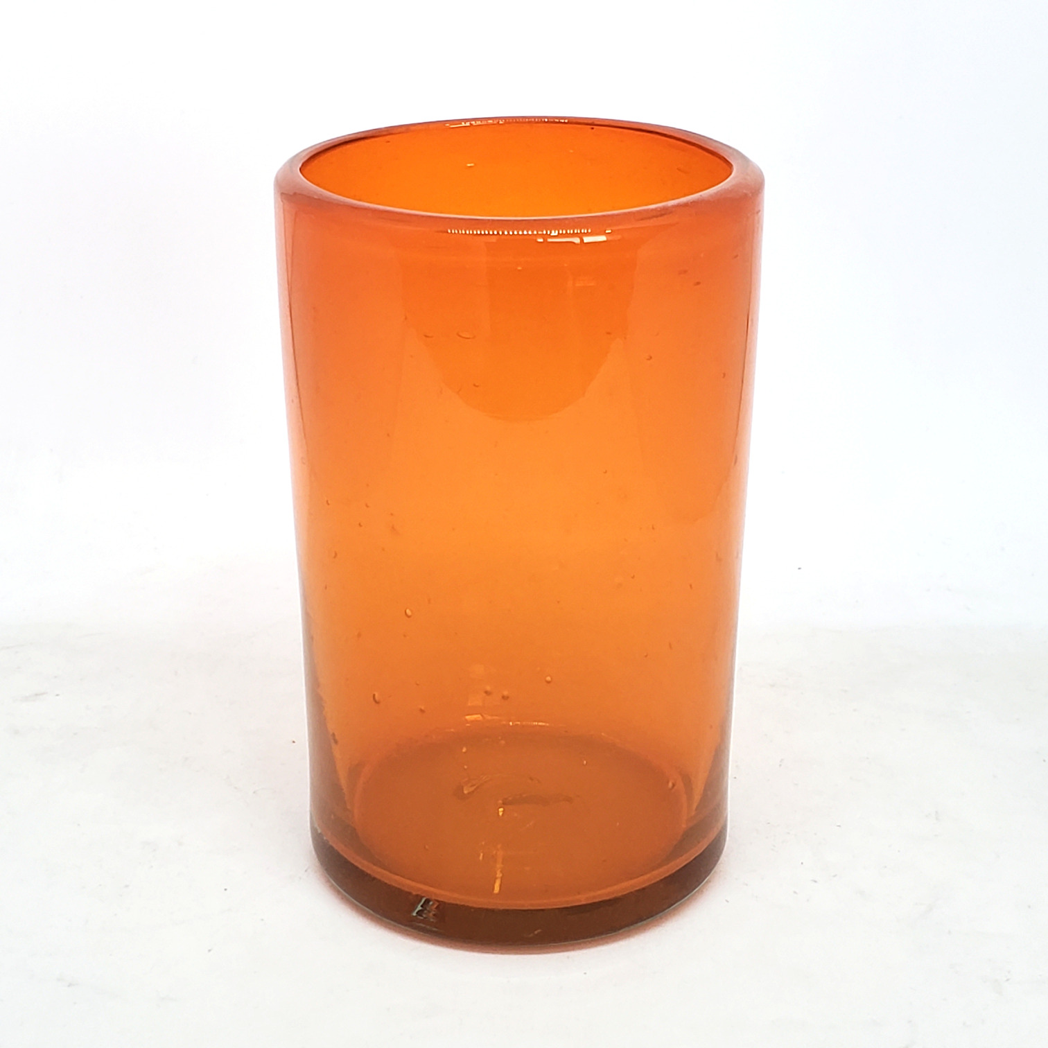 VIDRIO SOPLADO / vasos grandes color naranja, 14 oz, Vidrio Reciclado, Libre de Plomo y Toxinas